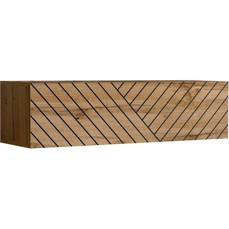 Mueble de TV suspendido 120cm efecto roble con frente fresado. Colección SWITCH. (1/2)