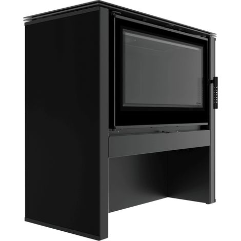 Kaminofen aus Stahl KRATKI JUNO 12 kW Ø 160 schwarzes Paneel schwarz Verkleidung (1/5)