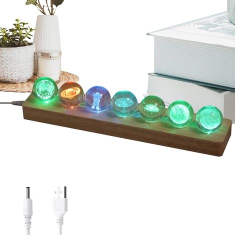 Veilleuse, boule de 3D, Base en bois pour dortoir, salon (1/5)