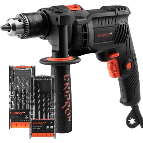 Dnipro-M Taladro Percutor 650W, 2800 rpm, Portabrocas 13 mm con Llave, Reversible, Mango Auxiliar, Compacto, Ideal para Hormigón, Metal y Madera. HD‑8 (1/5)