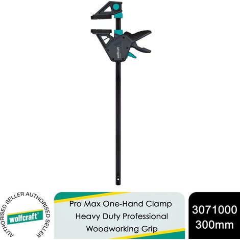 Wolfcraft Pro Max One-Hand Clamp 300mm, Heavy Duty Professional Woodworking Grip (1/5)