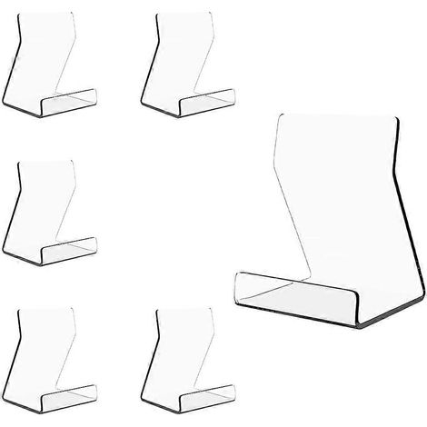 Présentoir vertical en acrylique, lot de 6 supports transparents de 10 cm (4 pouces) avec chevalet pour cadres photo, idéal pour la maison, le bureau, l'école ou les magasins. (1/5)