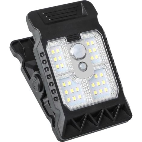 Lampes solaires d'extérieur – Lampe à clip avec détecteur de mouvement 300 lm, lampe LED compacte, étanche, allumage automatique avec batterie rechargeable  Parfait pour jardin, cour, tronc, allée