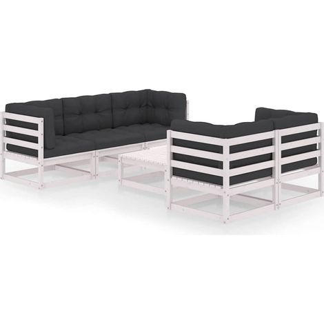 Salon de jardin 6 pcs Ensemble Table et Chaise de Jardin - avec coussins Bois de pin massif BV933752 - BonneVie (1/5)