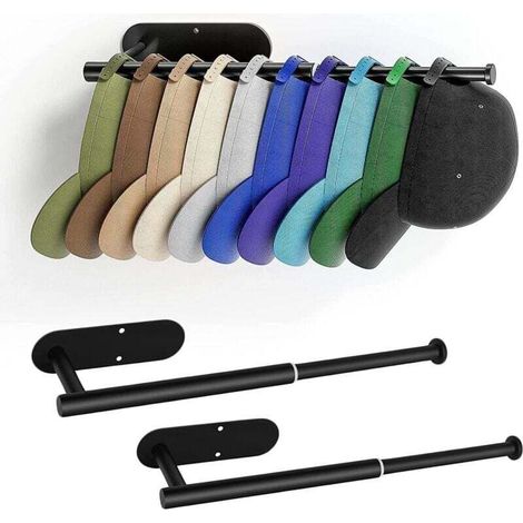 Juego de 2 soportes de pared retráctiles de acero inoxidable para 20 gorras de béisbol, para pegar o taladrar. (1/4)