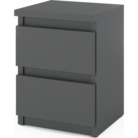 Mesita de noche de 30 cm, gris, 2S, mesita de noche, muebles de dormitorio, Nakastlik