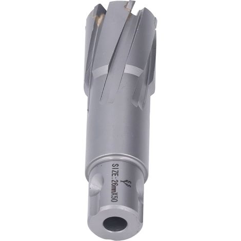 Foret à trépan en carbure pour acier, perçage profond 50mm, compatible perceuse magnétique, diamètre de coupe 26mm (1/5)