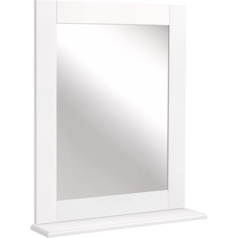 kleankin Miroir de salle de bain mural moderne avec étagère de rangement 50 x 11.5 x 60 cm blanc (1/5)