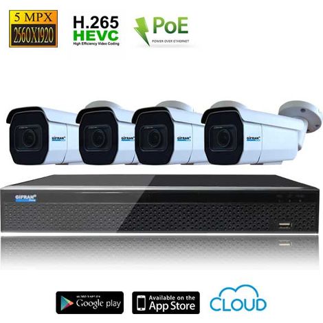 Kit videosorveglianza PoE 5MP professionale con (1/4)