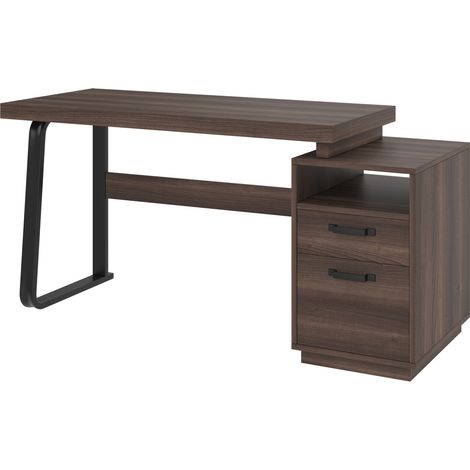 Moderner Schreibtisch 135 x 54 cm aus MDF und Metall, braun, MODENUIT (1/5)