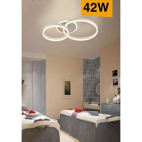 TRADE SHOP - Plafoniera Led 42 W Lampadario C35 Bianco Moderno Cerchi Luce 4000k 6500k 3000k - -Bianco Caldo -