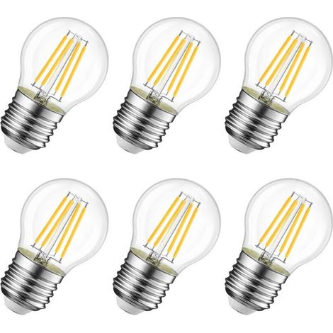 6W Ampoule LED Filament E27 G45, Equivalent à Ampoule Incandescence 60W, 806Lm 2700K Blanc Chaud, Ampoule Edison Vintage, Non Dimmable, Lot de 6 [Classe énergétique D] (1/5)
