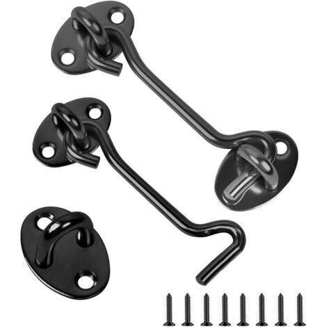 Türhaken, Set mit 2 Scheunentürhaken, 7,6 cm Haken- und Ösenriegel, Edelstahl-Kabinenhaken, Innentürriegel mit Befestigungsschrauben (1/5)