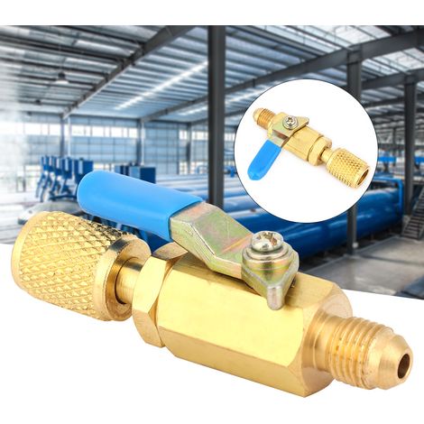 3 pièces Vanne à bille R12/R134/AR410 Adaptateur de vanne à bille pour réfrigérant 1/4SAE mâle/femelle (1/4'' BV1414FM) (1/5)