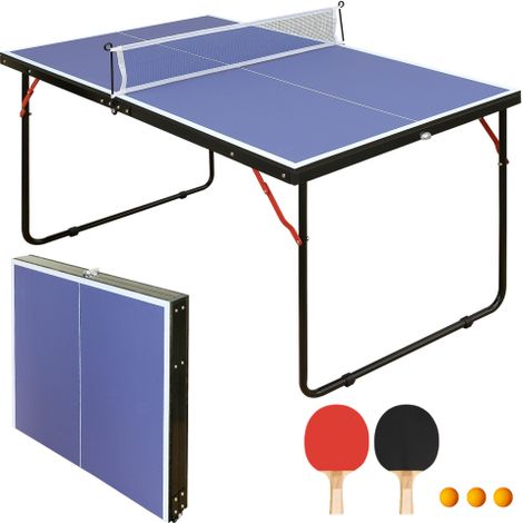 Table de ping-pong pliable de 137,2 cm, ensemble de table de ping-pong portable avec filet, 2 raquettes de ping-pong et 3 balles, pour jeux d'intérieur et d'extérieur, facile à ranger