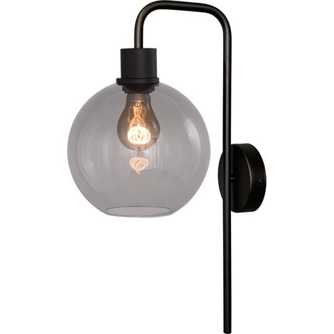 Lampe murale Lazise noir avec verre fumé - 3640-05-05-20 (1/3)