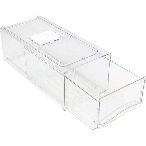 Set mit 2 transparenten Aufbewahrungsboxen für den Kühlschrank, Schublade zur Aufbewahrung von Lebensmitteln aus lebensmittelechtem Kunststoff, kleine Größe. (1/5)