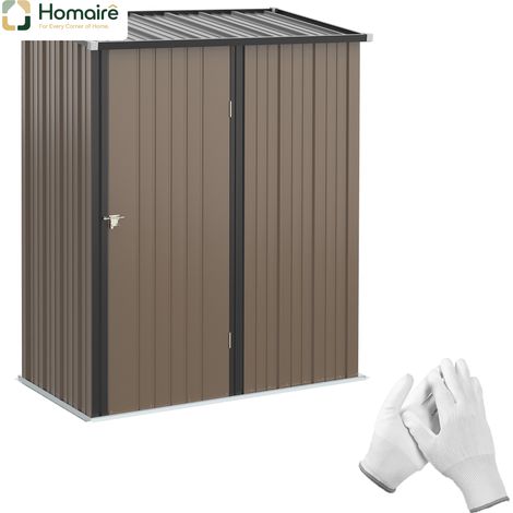 HOMAIRE Gerätehaus mit Pultdach en métal pour jardin, structure en acier galvanisé brun