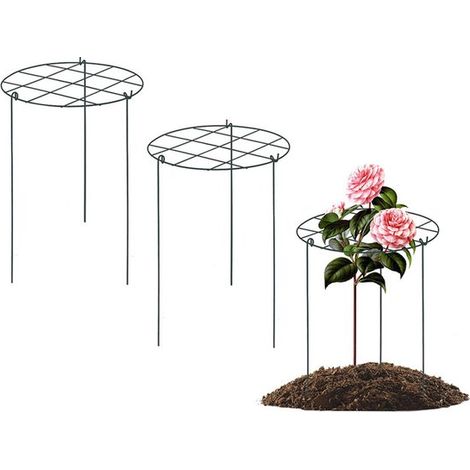 2 Pfingstrosen-Pflanzenständer – 30 x 40 cm Metall-Stützstangen für den Außenbereich mit Drahtgitterringen für Blumen – Grün (1/5)