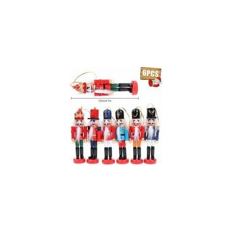 Casse-Noisette Soldat Décorations de 6 pièces Noël Casse-Noisette Soldat en Bois 12cm Noël Casse-Noisette Ornement Marionnette de Soldat pour Arbre De Noël,Décorations de Noël (1/4)
