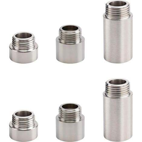 6 Piece 1/2 Inch Tap Extender, Outdoor and Indoor Tap Extension with Standard Thread, Can Be Used as Shower Head Extension, Stainless Steel Extension Tube or Universal Adaptor (1/5)