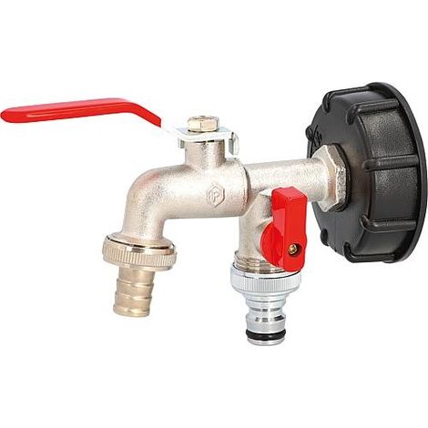 Adaptateur cuve plastique avec double robinet d´arrosage 15/21