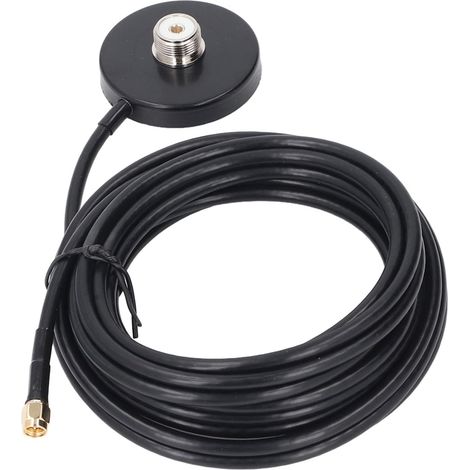 Support Magnétique D'Antenne, Support de Base Magnétique avec Câble RG58 de 5 M SMA Mâle vers Connecteur Femelle PL 259 So 239 UHF, Base Magnétique pour Antenne Radio Mobile de (1/5)