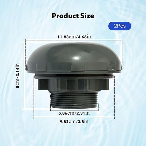Replacement Valve, 38mm Pool Shut-Off Valve for Accessories, Replacement Valve for 1-1/2" Hose Piston Valve Fitting, PVC Piston Valve Fitting, Pool Stop Valve (1/2)