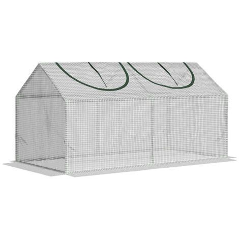 Serre Outsunny avec fenêtre. film de maille PE. serre en acier. serre pour balcon. jardin. serre à tomates 120 x 60 x 60 cm. serre pour légumes. fleurs. plantes. blanche (1/5)