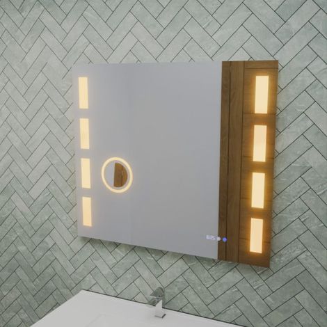Miroir LED réglable EXCELL PLUS - 80 x 70 cm avec antibuée, loupe et horloge (1/5)