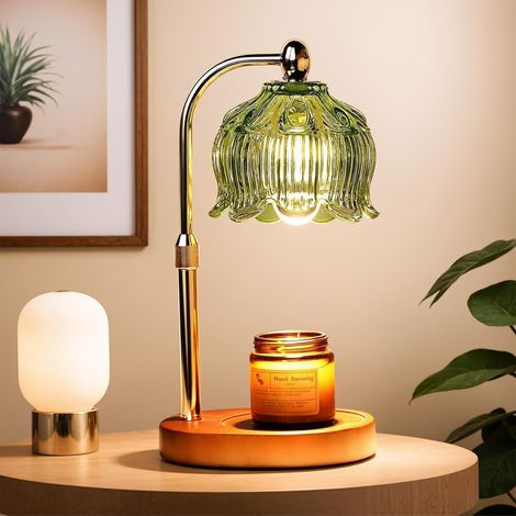 Lampe Chauffe-Bougie avec Minuteur Électrique Réglable en Hauteur Lampe Chauffe-Cire Dimmable Pot de Bougies avec 2 Ampoules pour Décoration de la Maison et du Bureau (1/5)