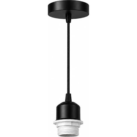 Douille de lampe E27 avec câble de 1,5 m réglable, suspension de lampe avec anneau à vis et baldaquin de plafond, douille de lampe avec câble pour abat-jour, accessoire de suspension noir et blanc (1/5)