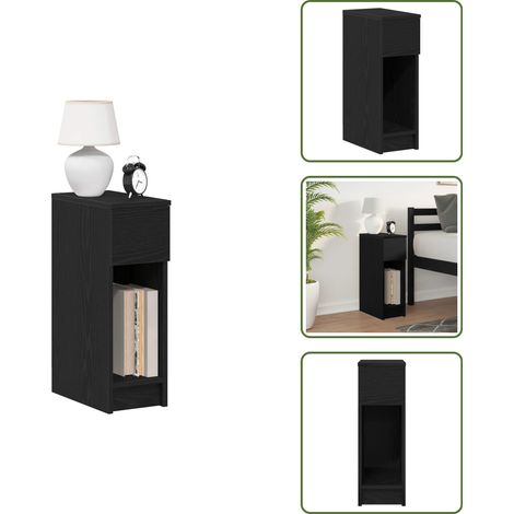 The Living Store Nachttisch mit Schublade Schwarz Eichen-Optik 20x36x60 cm - Schubladen (1/5)