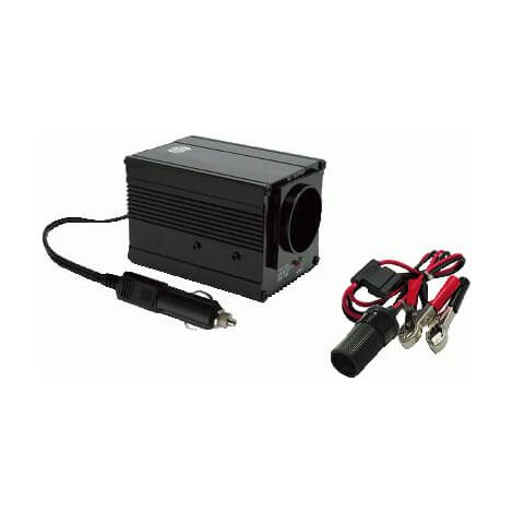 Extel – Convertisseur de tension 150W 12V vers 230V – 2 câbles crocodile et 1 câble allume-cigare inclus – Idéal pour alimenter appareils en déplacement
