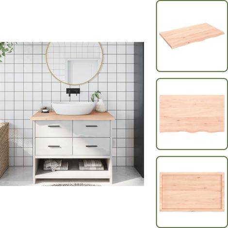 The Living Store Waschtischplatte 100x60x(2-4) cm Massivholz Unbehandelt - Waschtischplatte - Eiche - Holzarbeitsplatte - Badrenovierung - Möbelstück (1/5)