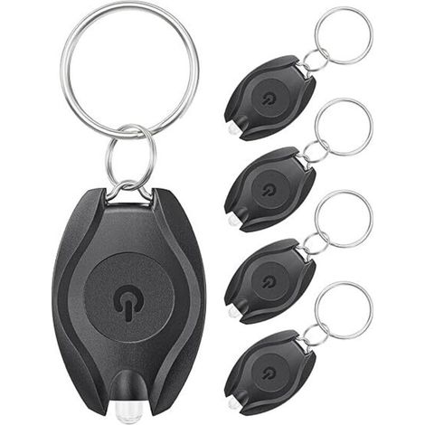 Lot de 5 Mini Lampe Porte Clés LED Portable Ultra Lumineux Batterie Alimentée Torche Porte Clé pour l'Extérieur Camping Fête Randonnée et Eclairage d'Urgence (1/5)