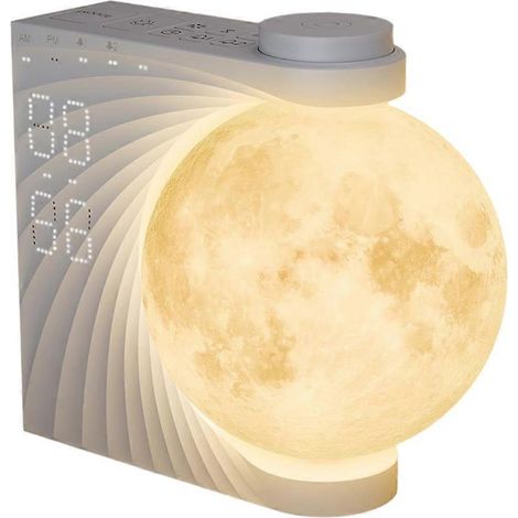 Réveil simulateur d'aube, réveil veilleuse clair de lune, lampe de réveil pour enfants et adolescents, aide au sommeil par bruit blanc. (1/5)