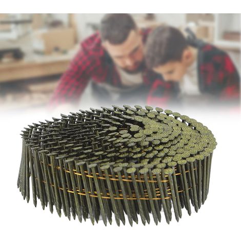 Clous en rouleau fileté 2,138 mm, 16 000 pièces, montés latéralement, rouleau entièrement rond à 15 degrés, tête ronde et tige annelée, utilisés pour la protection contre la rouille des clous grossier (1/5)