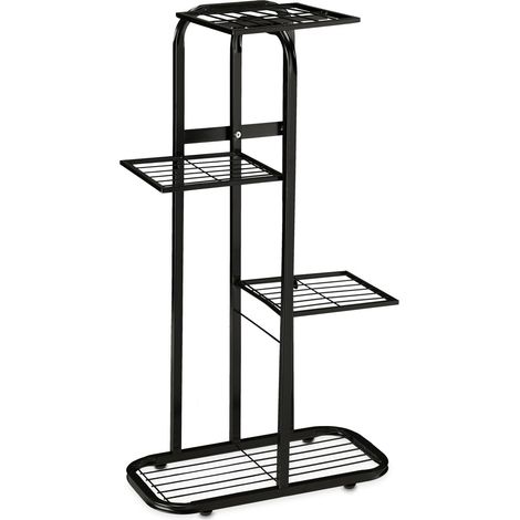 Scaffale per piante a scala moderno 81 x 44 x 24,5 cm per fiori in acciaio verniciato a polvere nera 130010761