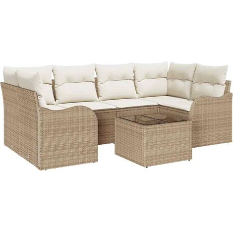 Garden Sofa Set Beige 55 x 55 x 37 cm Poly Rattan vidaXL (1/5)