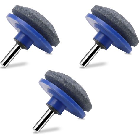 Lot de 3 aiguiseurs universels pour lames de tondeuse à gazon, pour n'importe quelle perceuse électrique et perceuse manuelle, aiguisage rotatif, meuleuse double couche (1/4)