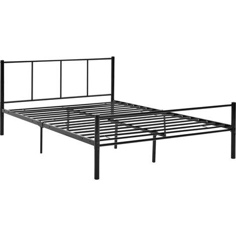 Lit pour adultes en métal avec lattes métalliques structure en acier noir 140 x 200 cm 030002693