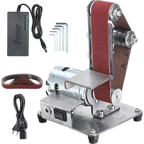 Ponceuse à bande 300W ponceuse électrique 7 Contrôle de vitesse variable électrique réglable kit de meuleuse de bande de mini banc de coupe de bords de machine de ponçage électrique multifonctionnel (1/5)