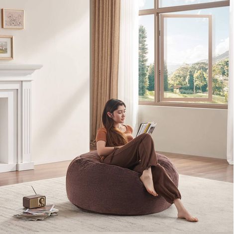 Poltrona sacco 90x90x50 cm marrone, pieghevole, fodera lavabile, in schiuma MEUBLIV (1/5)