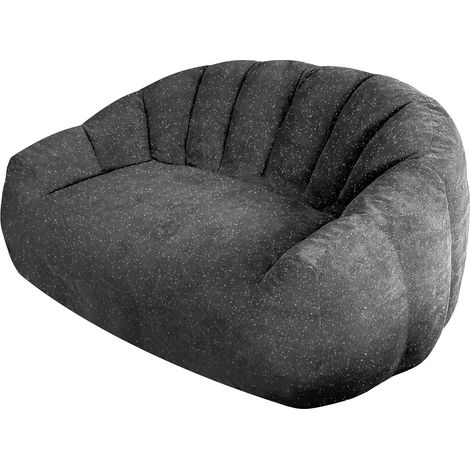 Sofá puf con reposabrazos diseño pata de oso 140x98x61 cm de tela gris con relleno HOMVRA (1/5)