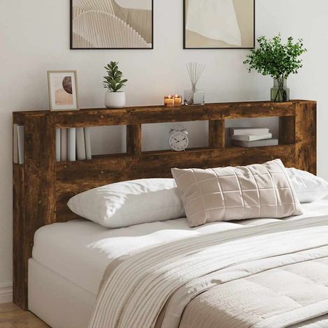 LED-Kopfteil Räuchereiche 200x18,5x103,5 cm Holzwerkstoff vidaXL