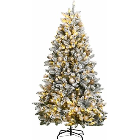 vidaXL Künstlicher Weihnachtsbaum Klappbar 300 LEDs & Kugeln 270 cm (1/5)