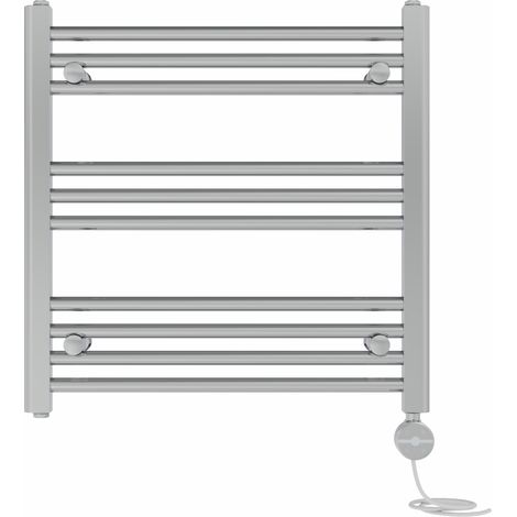 NRG Prefilled Thermostatic Electric Straight Heated Towel Rail Radiator 600 X 600mm Chrome (1/5)