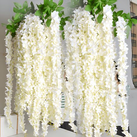 Guirlande Fausse Glycine - 10 Pièces - Longueur 1 m - Tige Plastique Souple - Décoration Mariage Intérieur Extérieur (1/5)