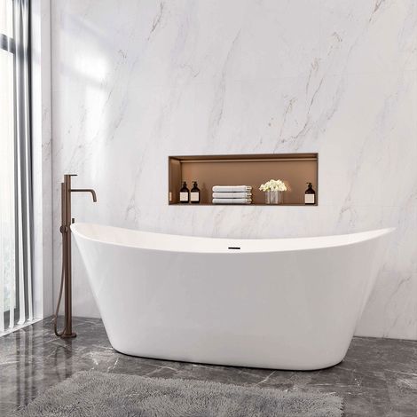 Aica Modern Designer Bathroom Freestanding Double Ended Bath Bathtub 1700x720mm (1/5)